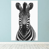 Kleurrijke zebra zwart wit canvas print (Insitu (Houten vloer))