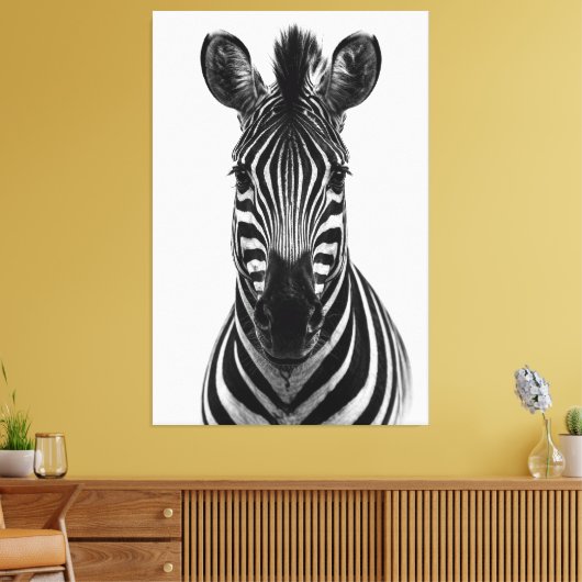 Kleurrijke zebra zwart wit canvas print (Insitu (Woonkamer))