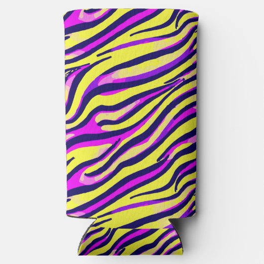 Kleurrijke zebraprint streep abstract patroon seltzer blikjeskoeler (Achterkant)