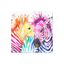 Kleurrijke Zebras Large waterverf Art Canvas afdru