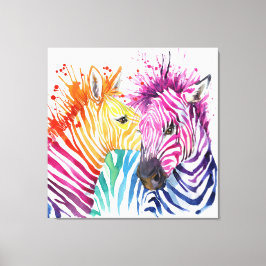 Kleurrijke Zebras Large waterverf Art Canvas afdru Afdruk