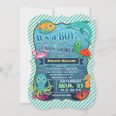 Kleurrijke Zee Creatures; Boy Baby shower Invitati Kaart (Voorkant)