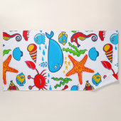 Kleurrijke Zee-leven illustratie Strandlaken (Voorkant)