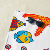 Kleurrijke Zee-leven illustratie Strandlaken (In situ)