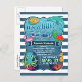 Kleurrijke Zee Life Boy Baby shower Uitnodiging (Voorkant / Achterkant)