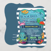 Kleurrijke Zee Life Boy Baby shower Uitnodiging (Voorkant / Achterkant)