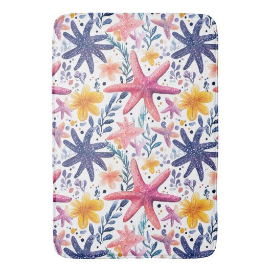Kleurrijke Zee Life Starfish Badmat (Voorkant Verticaal)