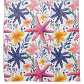 Kleurrijke Zee Life Starfish Douchegordijn (Voorkant)