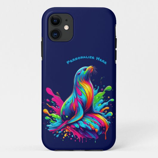 Kleurrijke Zee Lion Splash Case-Mate iPhone Case (Achterkant)