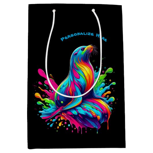 Kleurrijke Zee Lion Splash- Medium Cadeauzakje (Voorkant)