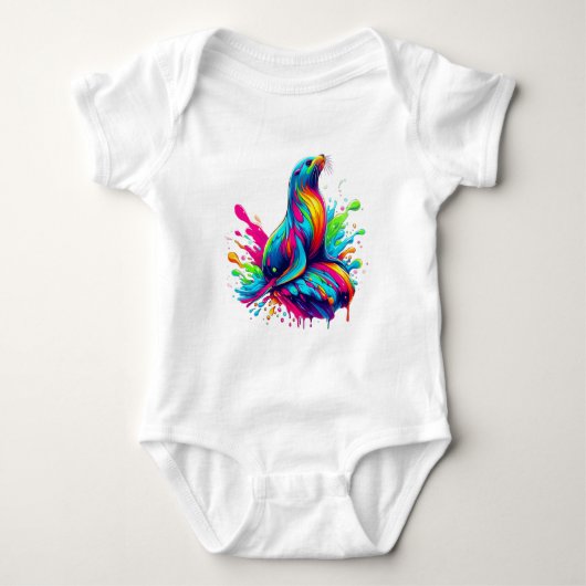 Kleurrijke Zee Lion Splash- Romper (Voorkant)