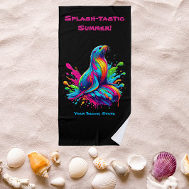 Kleurrijke Zee Lion Splash Strandlaken