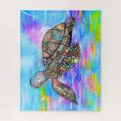Kleurrijke Zee Turtle | Aangepast Legpuzzel (Verticaal)