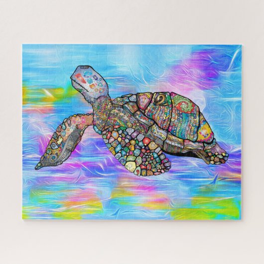 Kleurrijke Zee Turtle | Aangepast Legpuzzel (Horizontaal)
