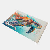 Kleurrijke Zee Turtle Deurmat (Schuin)