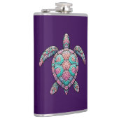 Kleurrijke Zee Turtle Heupfles (Rechts)