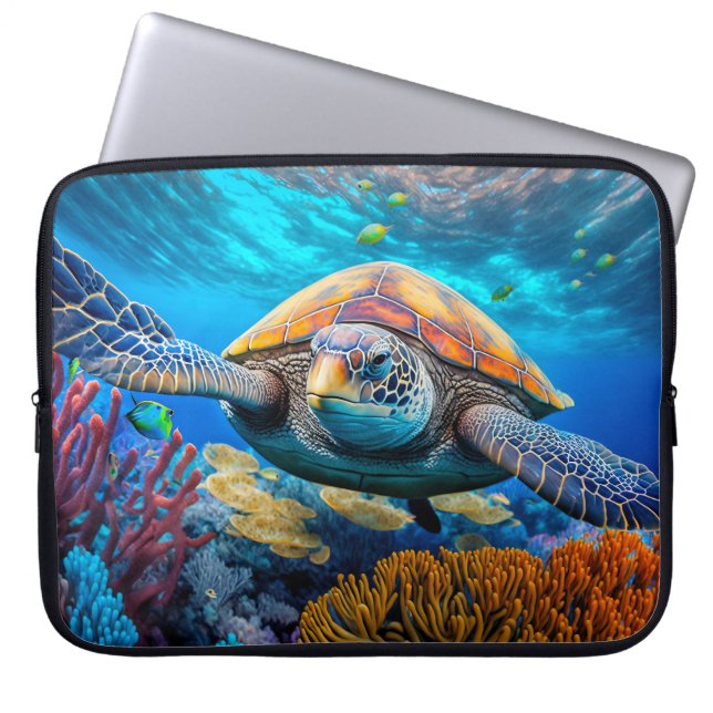 Kleurrijke Zee Turtle Laptop Sleeve (Voorkant)