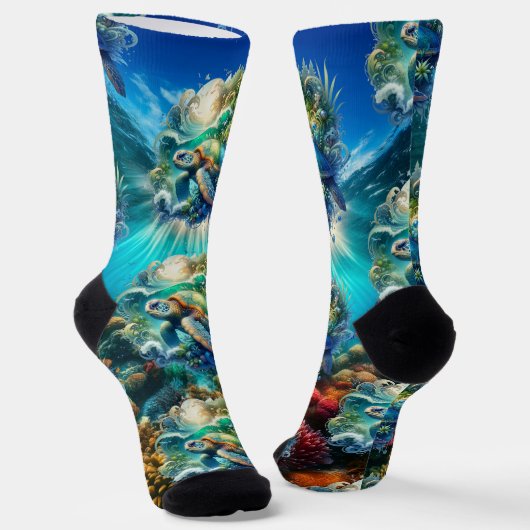 Kleurrijke Zee Turtle Socks Sokken (Gebogen)