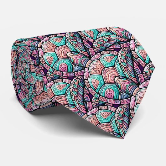 Kleurrijke Zee Turtle Stropdas (Opgerold)