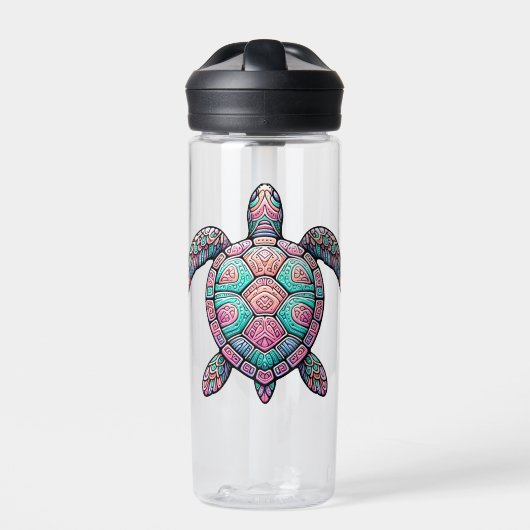 Kleurrijke Zee Turtle Waterfles (Voorkant)