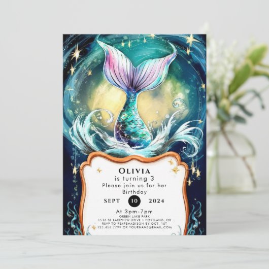 Kleurrijke Zee Zeemeermin Verjaardag Kaart (Staand voorkant)