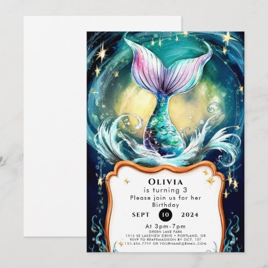 Kleurrijke Zee Zeemeermin Verjaardag Kaart (Voorkant / Achterkant)