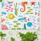 Kleurrijke zeedieren patroon theedoek (Gevouwen)