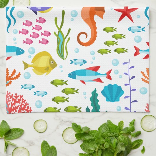 Kleurrijke zeedieren patroon theedoek (Gevouwen)