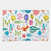 Kleurrijke zeedieren patroon theedoek (Horizontaal)