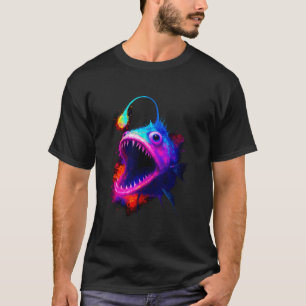 Kleurrijke Zeeduivel Diepzee Visliefhebber Oceaan T-shirt