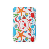 Kleurrijke Zeeen creatuurpatroon met Zeeen krab Badmat (Voorkant Verticaal)