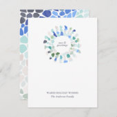 Kleurrijke Zeeen Glas Kerstkrans Feestdagenkaart (Voorkant / Achterkant)