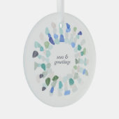 Kleurrijke Zeeen Glas Kerstkrans Glas Ornament (Voorkant Rechts)