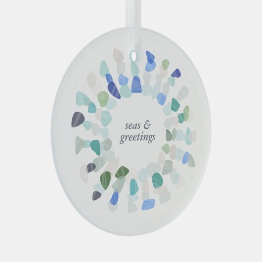 Kleurrijke Zeeen Glas Kerstkrans Glas Ornament (Voorkant Rechts)
