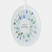 Kleurrijke Zeeen Glas Kerstkrans Glas Ornament (Voorkant links)