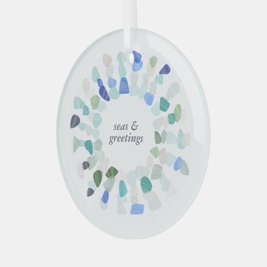Kleurrijke Zeeen Glas Kerstkrans Glas Ornament (Voorkant links)