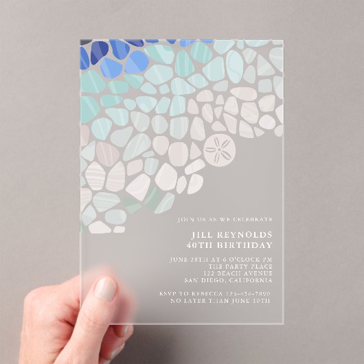 Kleurrijke Zeeen glazen acryl uitnodiging (Insitu (Draagbaar))