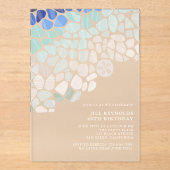 Kleurrijke Zeeen glazen acryl uitnodiging (Voorkant)