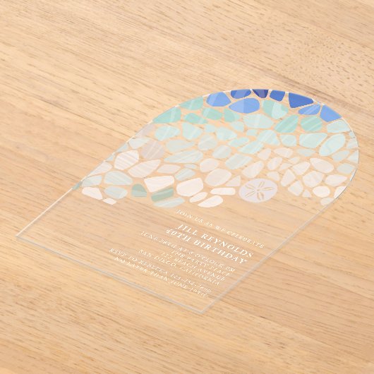 Kleurrijke Zeeen Glazen Verjaardag Acryl Uitnodigi Acryl Uitnodigingen (Laagn)