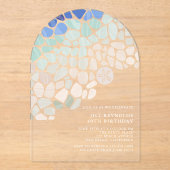 Kleurrijke Zeeen Glazen Verjaardag Acryl Uitnodigi Acryl Uitnodigingen (Voorkant)