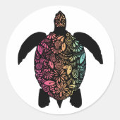 Kleurrijke Zeeen schildpad ronde Sticker (Voorkant)