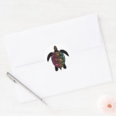 Kleurrijke Zeeen schildpad ronde Sticker (Envelop)
