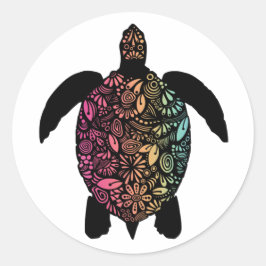 Kleurrijke Zeeen schildpad ronde Sticker