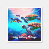 Kleurrijke Zeeen schildpadden in Koraalrif Servet (Voorkant)