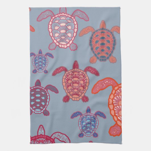 Kleurrijke zeeen schildpadden theedoek (Verticaal)