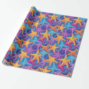 Kleurrijke Zeeen sterren Cadeaupapier