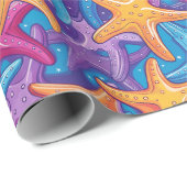 Kleurrijke Zeeen sterren Cadeaupapier (Rol Hoek)