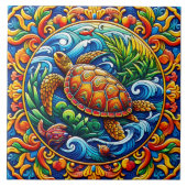 Kleurrijke Zeeen Wezens Versierd In Levendige Tege Tegeltje (Voorkant)