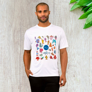 Kleurrijke Zeeleven Dieren Oceaan Karakters T-shirt