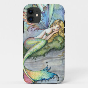 Kleurrijke Zeemeermin en Karper Vis Fantasie Kunst iPhone 11 Hoesje